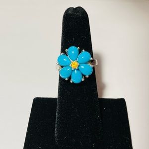 🎉HOST PICK🎉 Vintage Turquoise and Citrine Sterling Silver Flower Ring